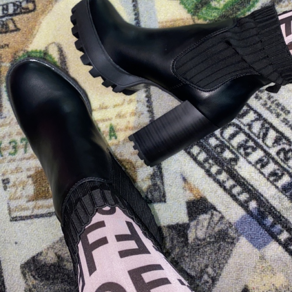 Black Platform Ankle Bootie